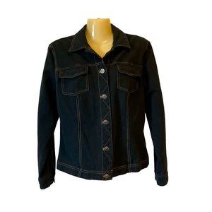Coldwater Creek Dark Wash Jean Jacket Denim Button Front Versatile Med Petite